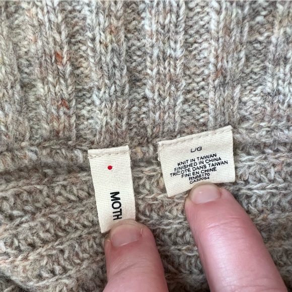 Anthropologie x Moth Wool Blend Cowl Neck Knit Sweater in Tan, size L - Picture 6 of 8